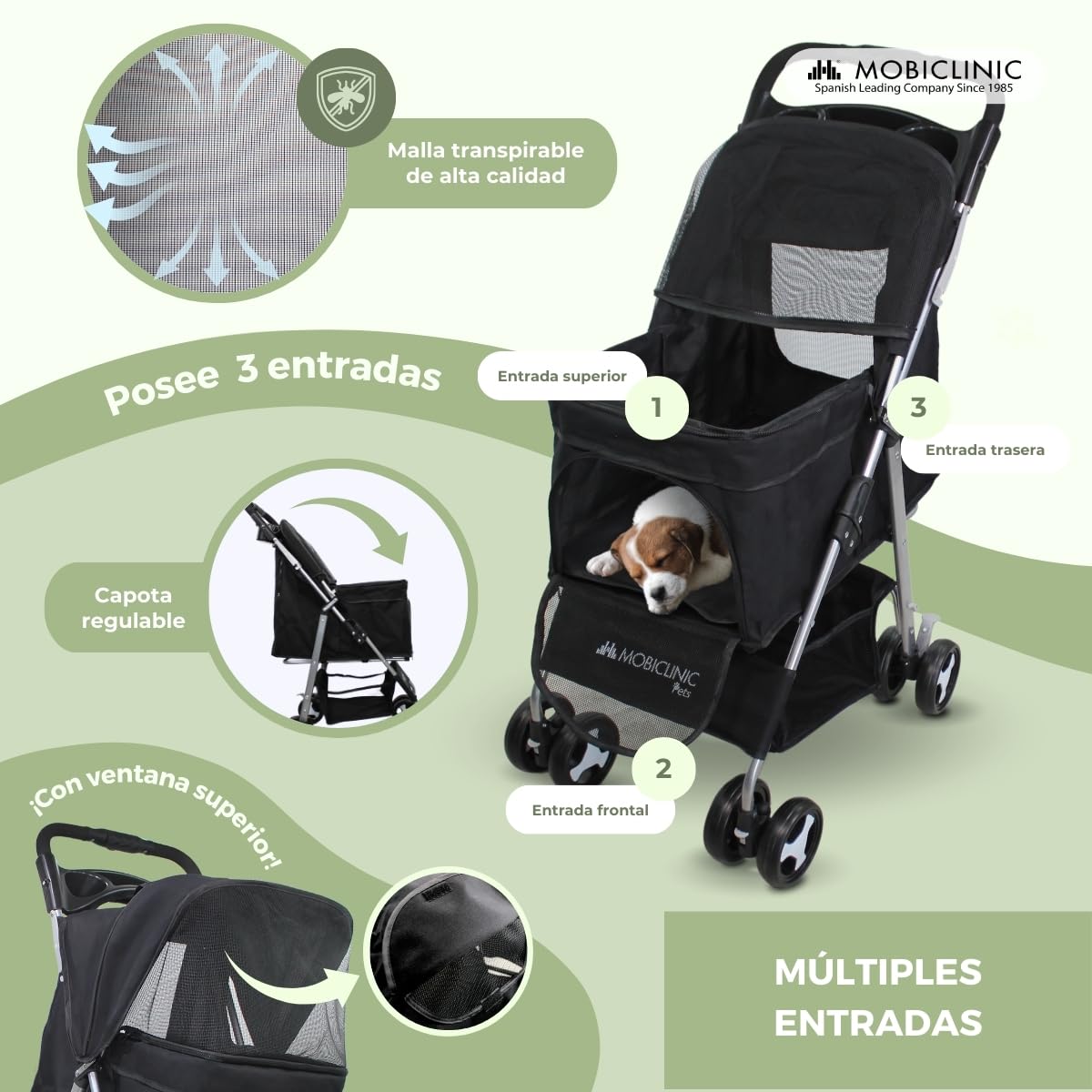 Hundewagen faltbar, bis 15 kg, schwarz