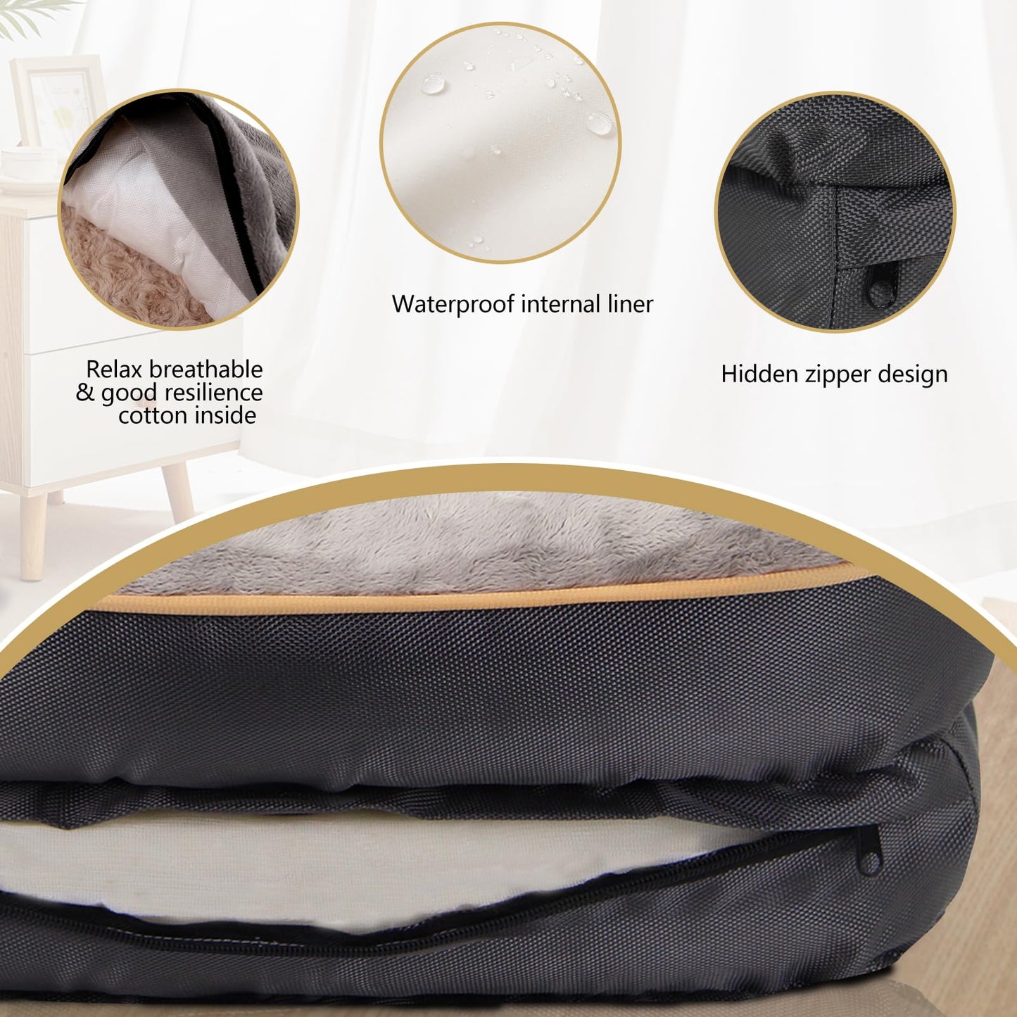 Orthopädische Hundebett, waschbar, mit Quietschspielzeug