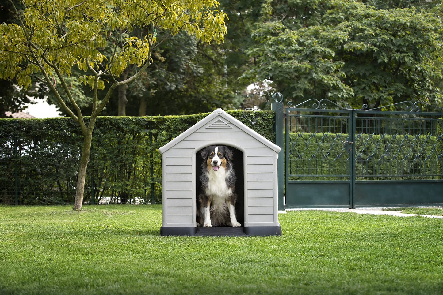 Hundehütte aus Kunststoff, grau, 95x99x99 cm