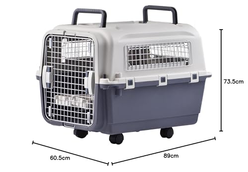 Hunde-Transportbox groß, grau-weiß, 89x61x74 cm