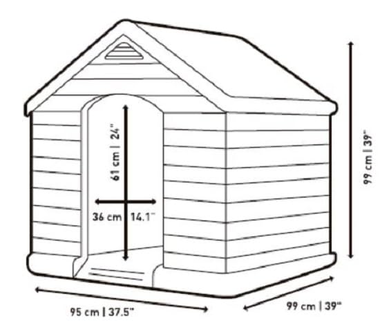 Hundehütte aus Kunststoff, grau, 95x99x99 cm