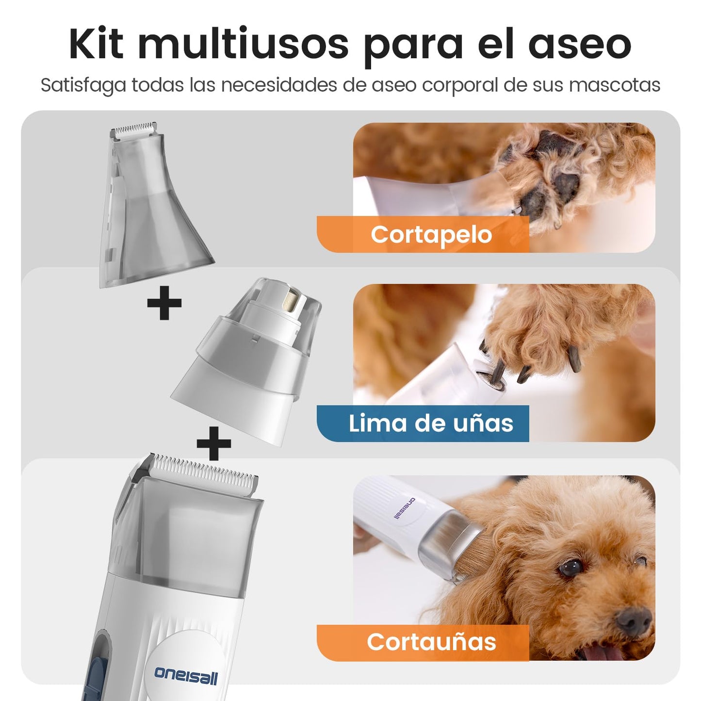 Hundefriseurset mit Staubsauger, blau, 7-teilig