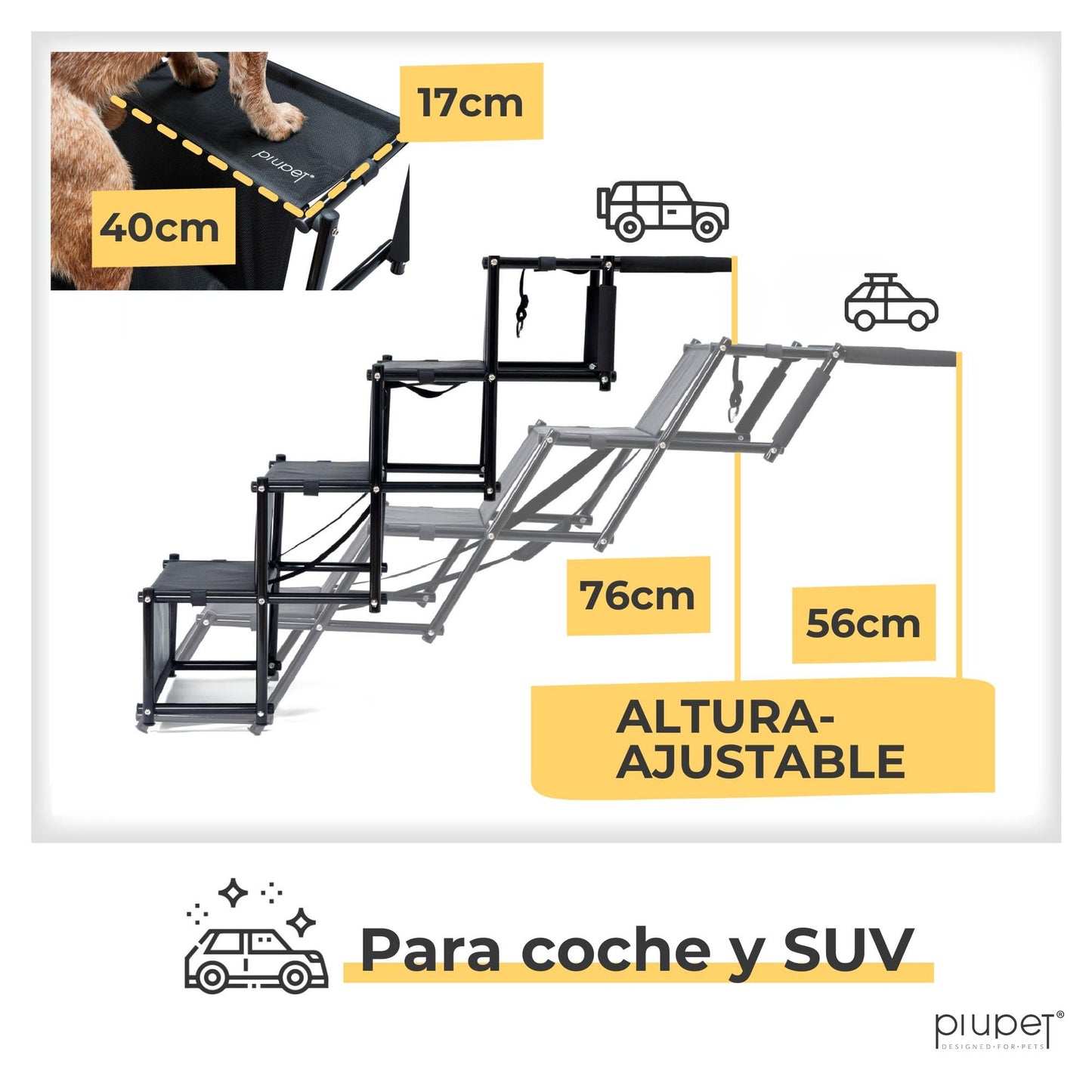 Hunderampe bis 80kg, faltbar, für Auto
