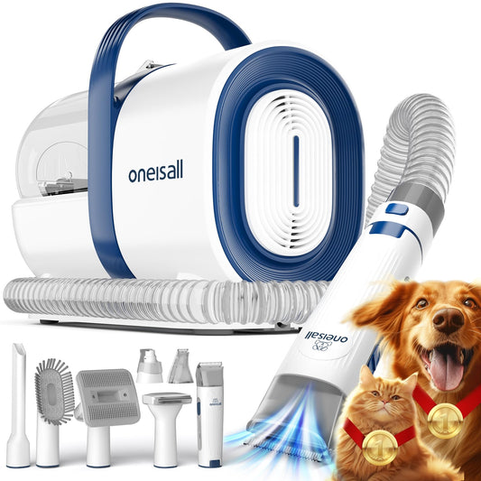 Hundefriseurset mit Staubsauger, blau, 7-teilig