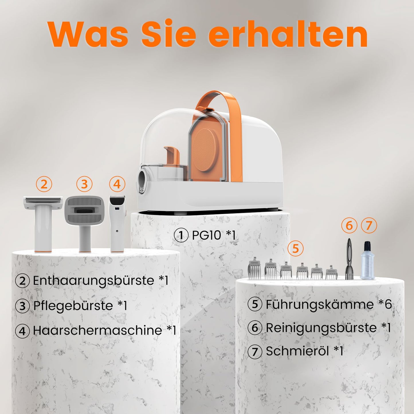 Hundefriseurset mit Staubsauger, 12000Pa, 4-teilig