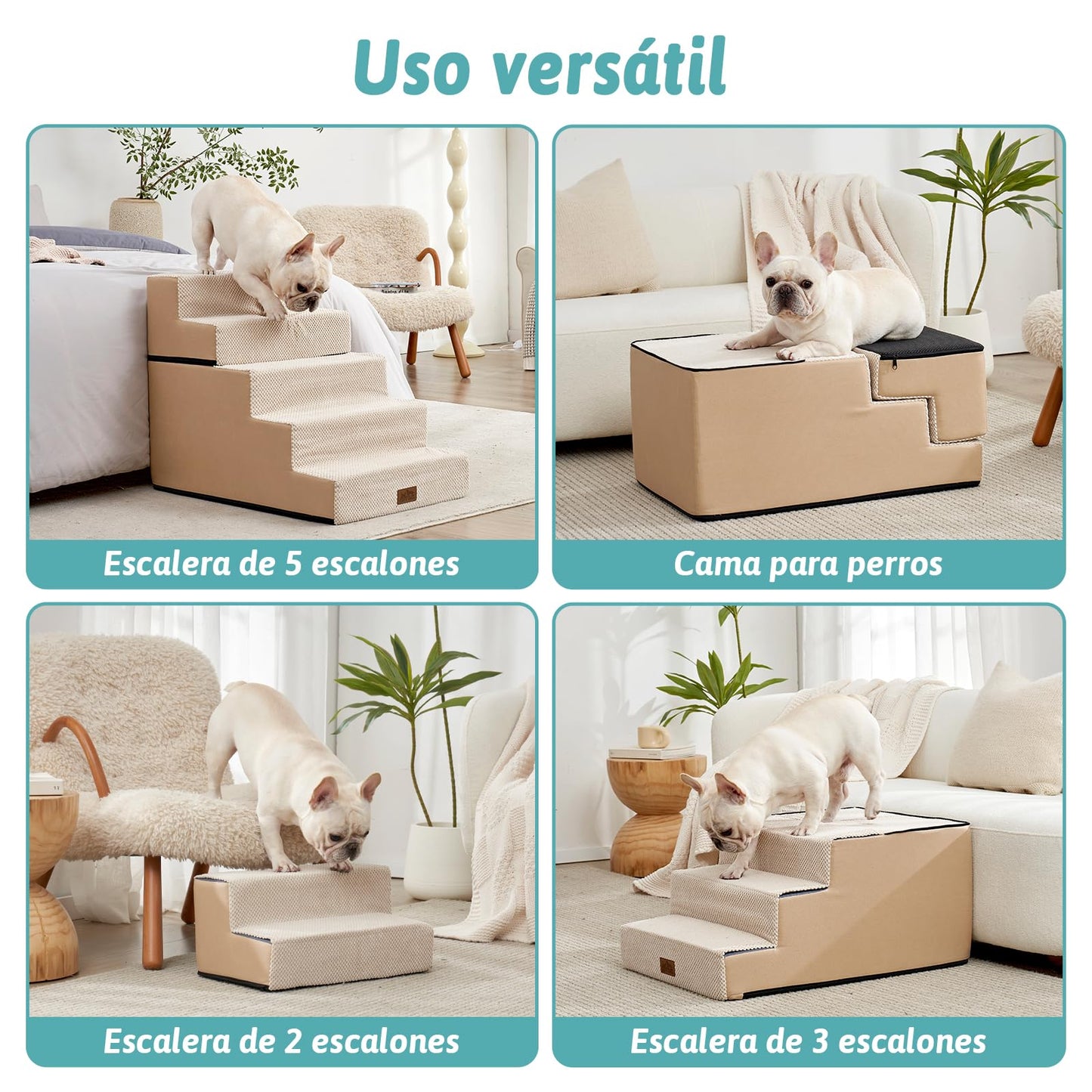 Hundetreppe, 75x50x60 cm, khaki, abnehmbar
