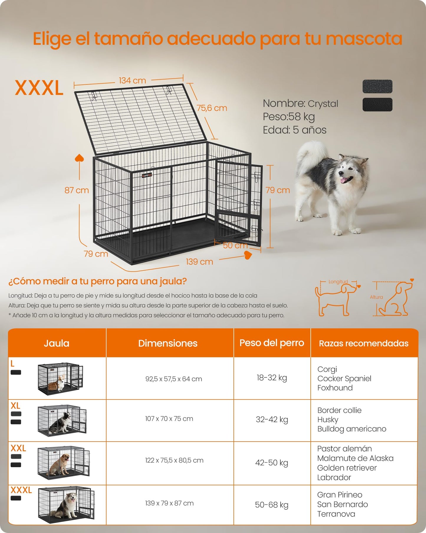 Hundebox XXL, schwarz, 139x79x87 cm