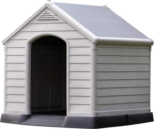 Hundehütte aus Kunststoff, grau, 95x99x99 cm