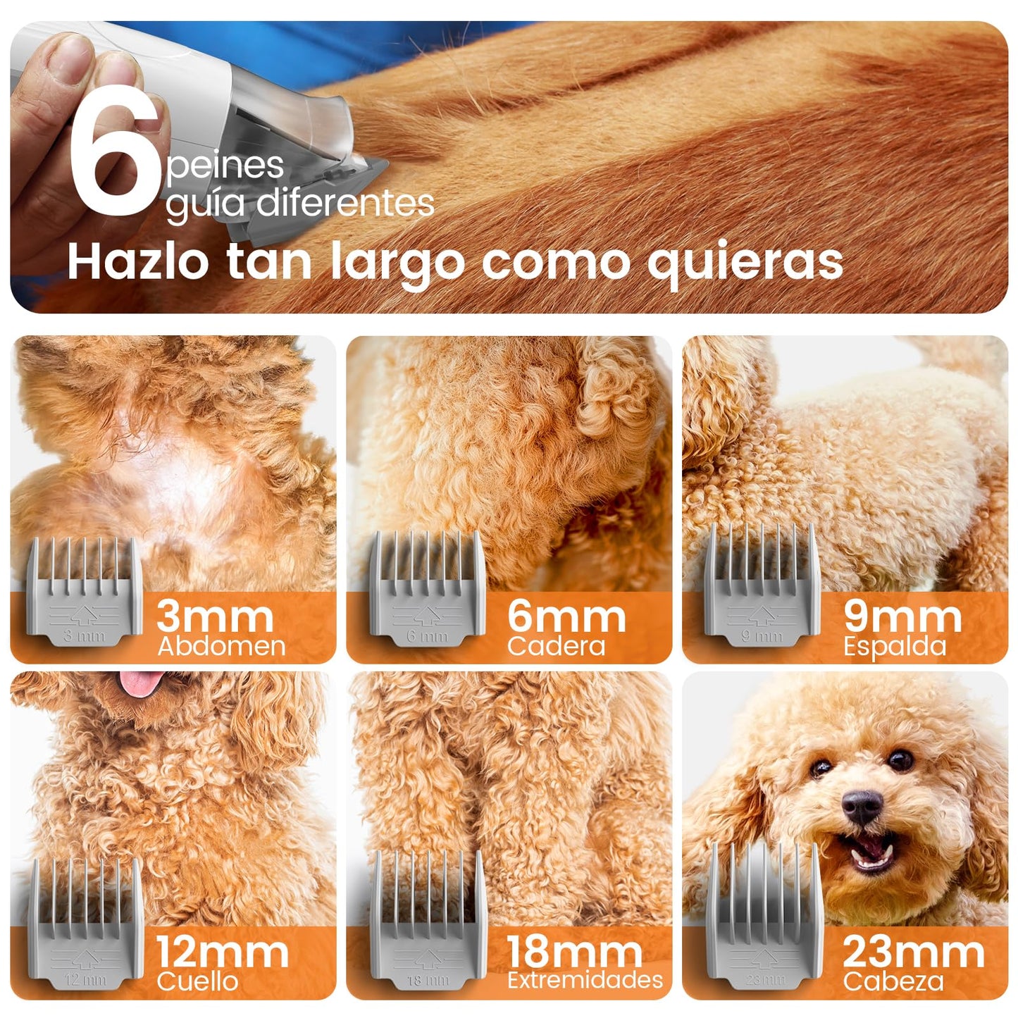Hundefriseurset mit Staubsauger, blau, 7-teilig